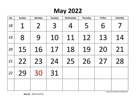 Printable May Calendar 2022 Pdf